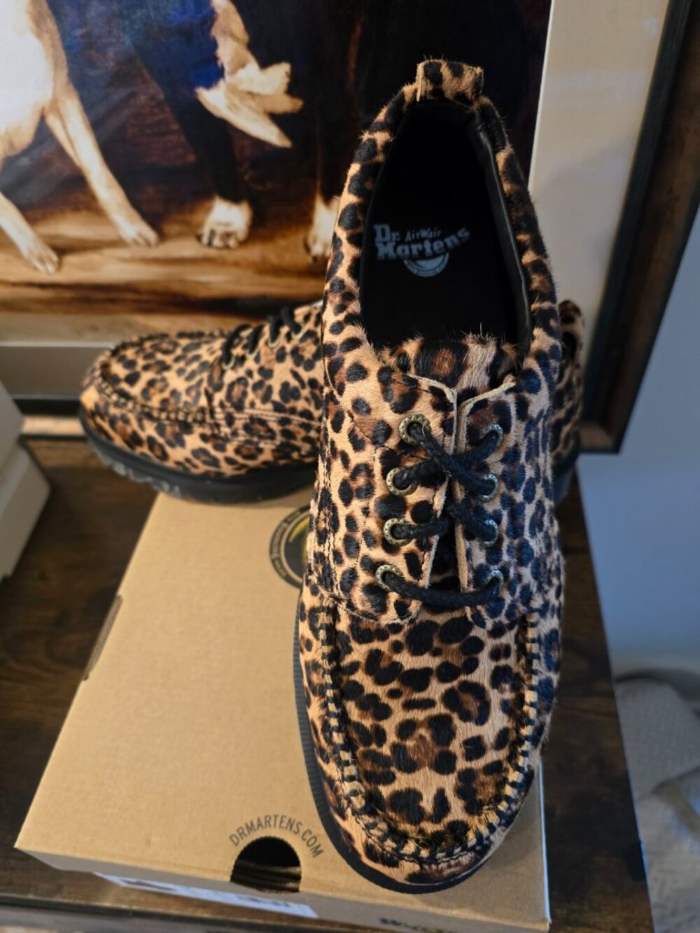 Dr. Martens Lowell Archive Leopard Hair On Moc-Toe Shoes 42721200 Men Sz 11 NEW
